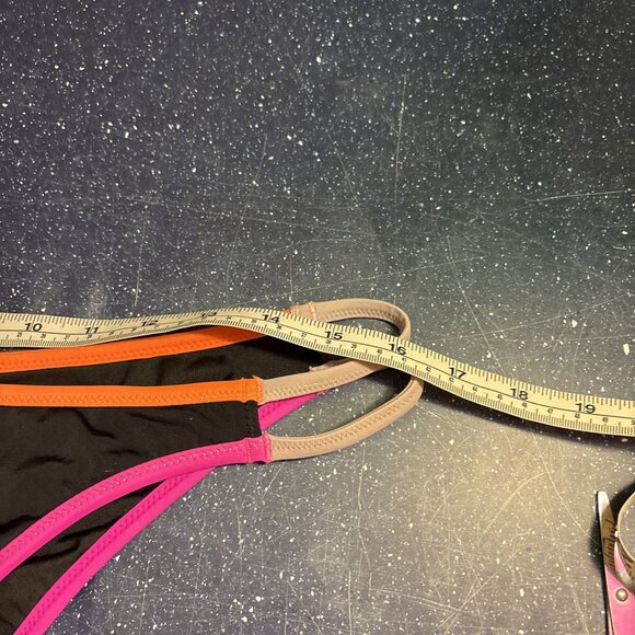 Victoria's Secret NWOT Bikini Bottom Black w/Pink Orange Gray Trim Hi-Cut Sz L - Picture 8 of 9